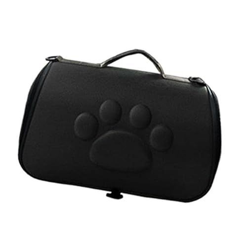 Fonowx Tragbare Katzentragetasche, Verschleißfeste Tasche mit Lüftungsschlitz, Doppelter Reißverschluss, Modische Haustierhandtasche für Kitty Walking, Schwarz von Fonowx