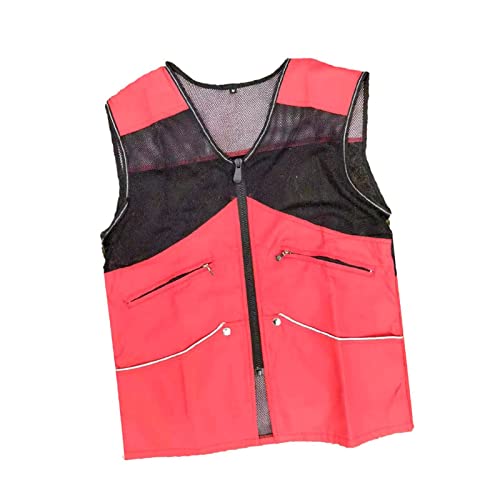 Fonowx Trainingsweste für Hundeführer, Strapazierfähige Sommerweste mit Reißverschluss, Hundetrainer Kostüm, Angelweste, Hundeführer Trainingsweste, Reisewes, Rot, XL von Fonowx