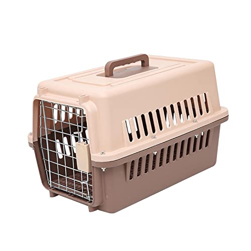 Fonowx Travel Carrier Case Tote Airline Carrying Metal Wire Handtasche Capsule Cat Dog Cage Kitten Puppy für Outdoor Wandern, braun s von Fonowx