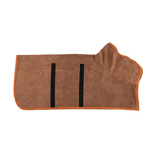 Fonowx Weicher Hunde Trockenmantel, Trockener Faser Bademantel, Verstellbar, Saugfähig, Pyjama Robe für Welpen, Schwimmen, Strand, Reinigungszubehö, Braun von Fonowx