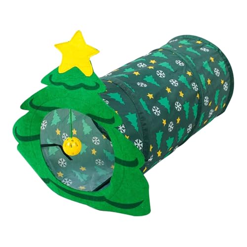 Fonowx Weihnachts Katzentunnel, Aktivitätsspielzeug für Kleintiere, für Kätzchen, Hauskatzen von Fonowx