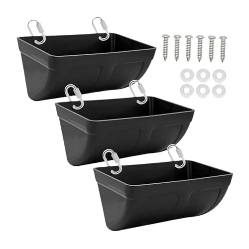 Fonowx Zaunfutter Trog Ente und Hühnerfutterhalter Wasser Feeder Hühner Feeder Geflügel Fütterungsbehälter Katze Ente kleine Tiere, Schwarz von Fonowx