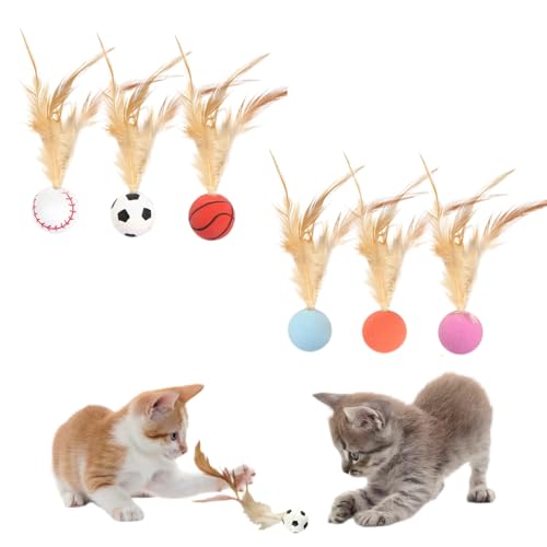 Fonyiunce 6 Stück Katzenbälle Spielzeug mit Federn, Hüpfball Spielzeug, Hüpfender Katzenball mit Feder, Jagen Trainieren, Interaktives Katzenbälle für Drinnen und Draußen, Hundespielzeug und Geschenk Fonyiunce 6 Stück Katzenbälle Spielzeug mit Federn, Hüpfball Spielzeug, Hüpfender Katzenball mit Feder, Jagen Trainieren, Interaktives Katzenbälle für Drinnen und Draußen, Hundespielzeug und Geschenk von Fonyiunce