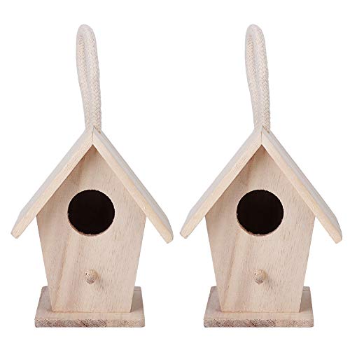 2 Stück Vogelhaus aus Holz, Hängendes Vogelhaus, Vogelnester aus Holz, Hängender Nistkasten für Den Außenbereich, Garten, Terrasse, Dekoratives Zubehör von Fonzci