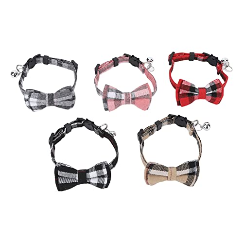 5 Stück Haustierhalsband, Haustier-Fliegenhalsband, Verstellbare, Sichere Schnalle, Weiche Farbmischung, Niedliche Karierte Hundefliege mit Glöckchen für das Tägliche Spazierengehen von Katzen und Wel 5 Stück Haustierhalsband, Haustier-Fliegenhalsband, Verstellbare, Sichere Schnalle, Weiche Farbmischung, Niedliche Karierte Hundefliege mit Glöckchen für das Tägliche Spazierengehen von Katzen und Wel von Fonzci