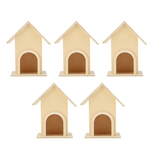 5 Stück Holz-Vogelhaus, Holz-Vogelhaus, Vogelfutterhaus, Einzigartiger DIY-Vogelfutterkäfig, Bastelornament, Garten- und Terrassendekoration von Fonzci