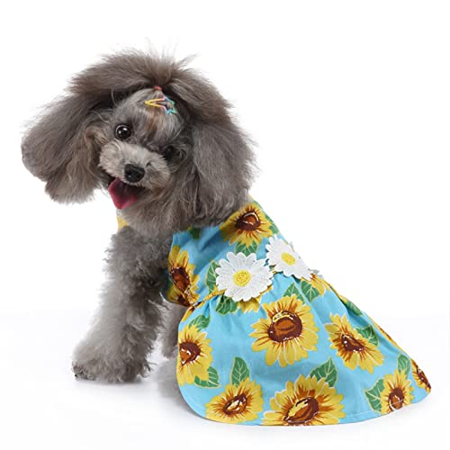 Fonzci Blumen-Hundekleid, Niedliches Gänseblümchen-Muster, Welpenkleidung für Kleine Hunde und Katzen(L) von Fonzci