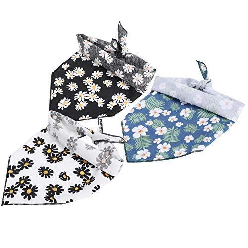 Fonzci Hundehalstuch mit Gänseblümchenmuster, Taschentücher, Waschbares Hundestirnband aus Baumwolle mit Gänseblümchenmuster (L) von Fonzci