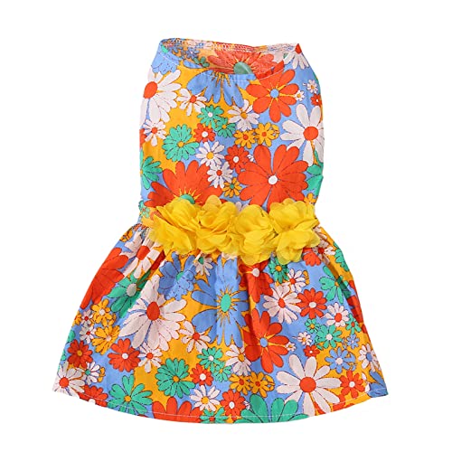 Fonzci Hundekleid, Modisches Welpen-Urlaubskleid mit Blumendekor, Frühlings-Sommer-Haustierkleider(L) von Fonzci