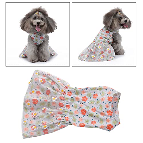 Fonzci Hundekleid, Süßes Blumenmuster mit Gänseblümchen-Mesh-Hundekleid für Kleine Haustiere, Hunde, Welpen, Katzen(L) von Fonzci