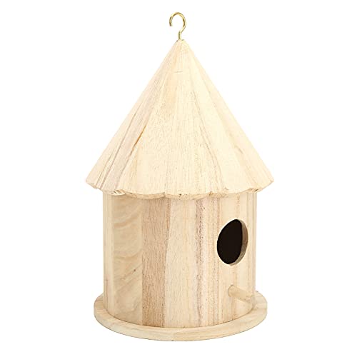 Rundes Vogelhaus aus Holz, Scheunen-Vogelhaus, Hängender Vogelkäfig, Garten-Vogelkäfig aus Holz, Garten-Hinterhof-Balkon-Anhänger-Vogelhaus-Heimdekoration von Fonzci