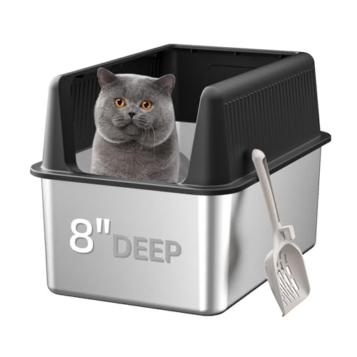 8 tiefe Katzentoiletten aus Edelstahl (schwarz) von Fooalgo