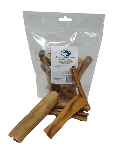 Food4Pets Hirschhaut Hundeleckerli 250g – herzhafter Kausnack aus 100% Hirsch, unterstützt Zahnpflege, ideal für Kauspaß bei Hunden von Food4Pets