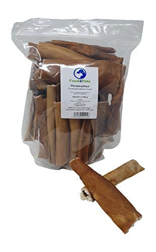 Food4Pets Pferdekopfhaut Hundeleckerli 1kg – natürlicher Kausnack aus 100% Pferd, für Langen Kauspaß und Beschäftigung Ihres Hundes von Food4Pets