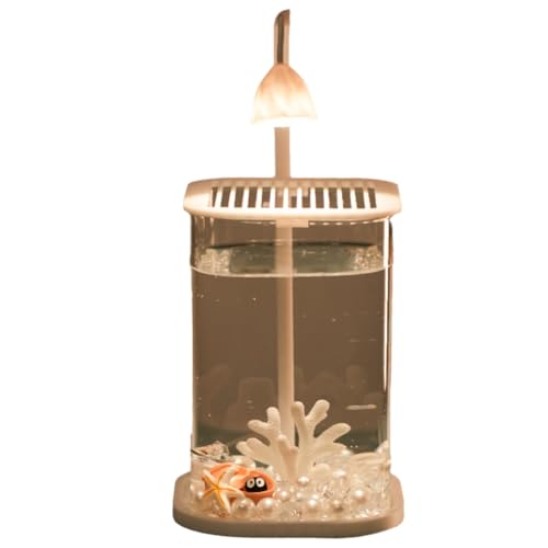Foollusiie Mini-Desktop-Glas-Aquarium-Fischtank mit LED Light High-End-Zierlampe f¨¹r Fischkultur Perle Zerkleinertes EIS Foollusiie Mini-Desktop-Glas-Aquarium-Fischtank mit LED Light High-End-Zierlampe f¨¹r Fischkultur Perle Zerkleinertes EIS von Foollusiie