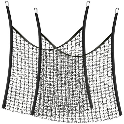Foppla Heunetz für langsames Füttern mit kleinen Löchern, Polyester, verschleißfest, wetterbeständig, Heunetze für Pferde, einfach aufzuhängen, 2 Stück, Schwarz von Foppla