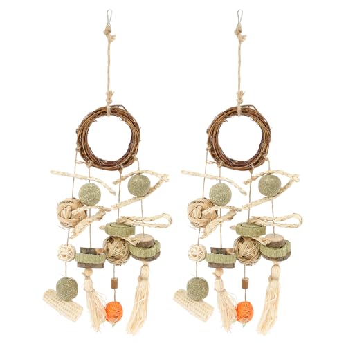 Foppla Kaninchen-Kauspielzeug, Kaninchenkäfig, hängendes Kauspielzeug, natürliches Holz, Hamsterspielzeug-Set, sicheres Hamster-Kauspielzeug, lustiges Kauspielzeug für kleine Haustiere, Kaninchenzähne von Foppla