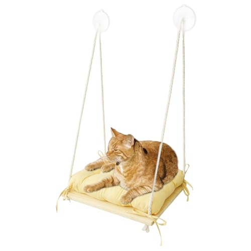 Foppla Katzen-Fenster-Hängematte, einfach zu montieren, Katzenfenster-Sitzstange mit 4 Saugnäpfen, bequeme Haustier-Hängematte für Haustiere im Innenbereich (Stil 1) von Foppla