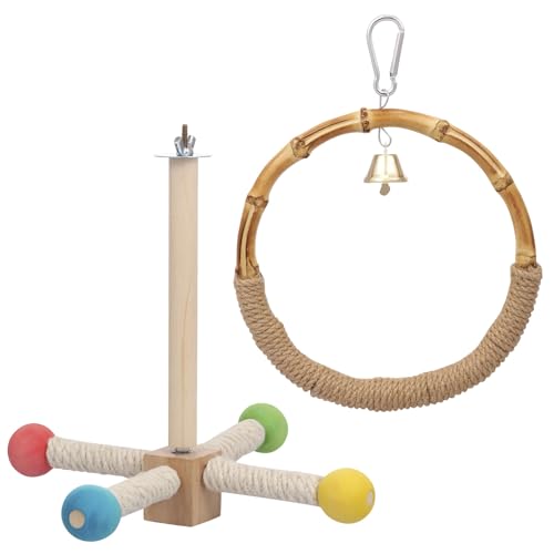 Foppla Vogelsitzstange aus Holz, multifunktional, Zubehör für Papageienkäfige, ansprechende Vogelkäfig-Sitzstange für kleine Papageien (Holzfarbe) von Foppla