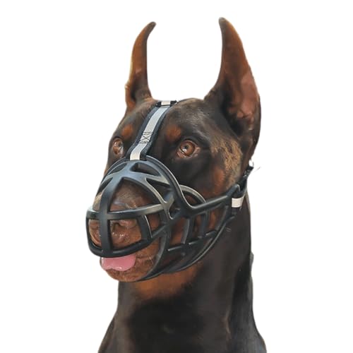 Atmungsaktive Gesichtsmaske FüR Hunde,Maulkorb Mittlere Hunde,Maulkorb FüR GroßE Hunde,Hunde KöNnen Hecheln,Fressen Und Trinken,Verstellbarer Schlaufe,Leicht Zu Steuern,FüR Gegen Bellen von ForceRoute