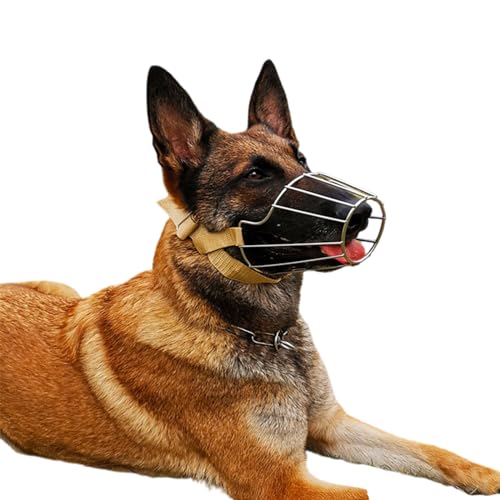 Korbmaulkorb FüR Hunde,Atmungsaktive Gesichtsmaske FüR Hunde,Maulkorb Metall,KöNnen Atmen,Verstellbarer Schlaufe,Resistent Gegen Abrieb,FüR Verhindert Lecken,Knabbern,Aufsammeln StöCken von ForceRoute