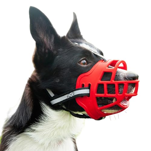 Maulkorb FüR Hunde,Atmungsaktive Gesichtsmaske FüR Hunde,Hundemaulkorb Aus Kunststoff,Verstellbarer Schlaufe,Komfortabel Und Weich,Resistent Gegen Abrieb,Verhindert BeißEn,Bellen Und Kauen von ForceRoute