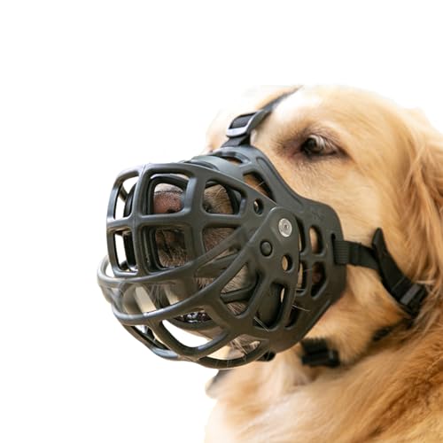 Maulkorb Hund,Korbmaulkorb FüR Hunde,Atmungsaktive Gesichtsmaske FüR Hunde,Hunde KöNnen Hecheln,Fressen Und Trinken,Verstellbarer Schlaufe,Rundum Abdeckung,Fressen,Fellpflege,BeißEn,Kauen von ForceRoute