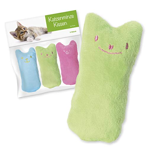 Forck Katzenminze Kissen (3 Stück), Knuddelkissen | Schmusekissen mit extra viel natürlichem Catnip zum Kuscheln und Spielen | Natürliches Katzenspielzeug für alle Katzen und Kitten geeignet von Forck