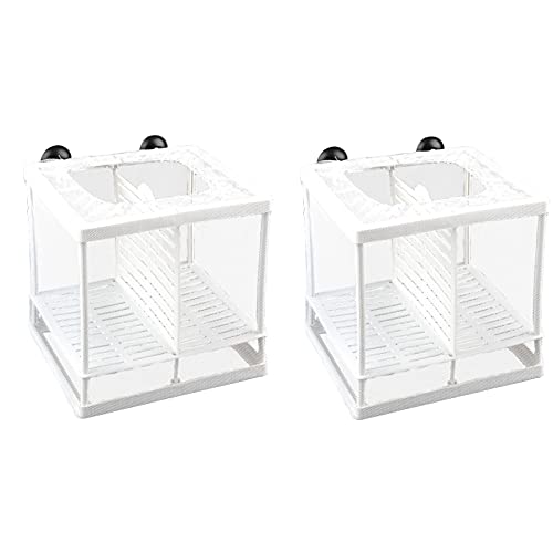 CTForest 2 Stück Breeding Box, Schwimmende Laichkasten, Aquarium Fische Brutkasten, Geeignet für Aquarien, isolieren Sie Sämlinge und unterstützen Sie die Inkubation und Reproduktion(Weiß) von CTForest