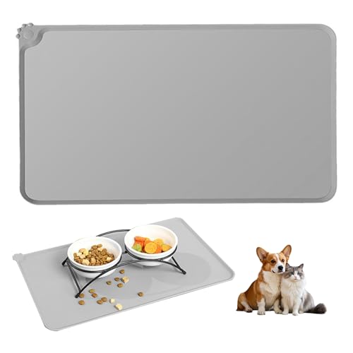 Rutschfeste Katzenfuttermatte – wasserdichte Silikon-Haustier-Futtermatte für Katzen und Hunde, groß, 48 x 30 cm, langlebiges Haustier-Tischset für Futter- und Wassernäpfe, leicht zu reinigen, Rutschfeste Katzenfuttermatte – wasserdichte Silikon-Haustier-Futtermatte für Katzen und Hunde, groß, 48 x 30 cm, langlebiges Haustier-Tischset für Futter- und Wassernäpfe, leicht zu reinigen, von ForestM