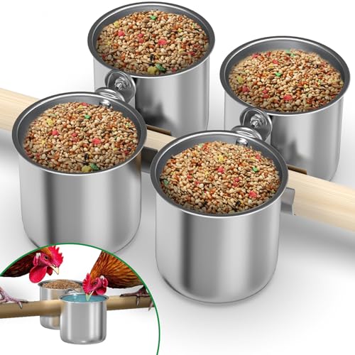 Forestchill Hühnerfütterungsbecher, Edelstahl Hängende Futterbecher für Huhn, 2 Stück Doppelbecher Futter Wasser Käfig Schalen mit Klemmhalter, Huhn Roosting Barches Zubehör Forestchill Hühnerfütterungsbecher, Edelstahl Hängende Futterbecher für Huhn, 2 Stück Doppelbecher Futter Wasser Käfig Schalen mit Klemmhalter, Huhn Roosting Barches Zubehör von Forestchill