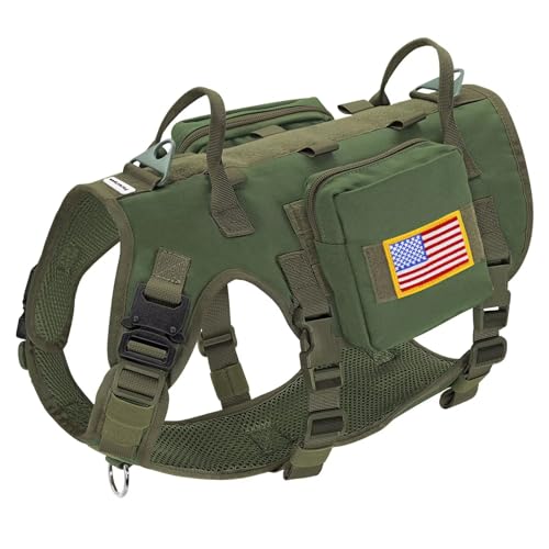 Forestpaw Hundegeschirr, mittelgroß, taktisches Hundegeschirr mit Griff, kein Ziehen, Militär-Stil, Diensthundeweste mit Taschen, verstellbar für mittelgroße und große Hunde, Grün, Brustumfang 49,5 Forestpaw Hundegeschirr, mittelgroß, taktisches Hundegeschirr mit Griff, kein Ziehen, Militär-Stil, Diensthundeweste mit Taschen, verstellbar für mittelgroße und große Hunde, Grün, Brustumfang 49,5 von Forestpaw