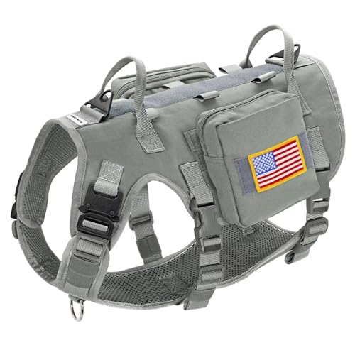 Forestpaw Hundegeschirr, taktisches Hundegeschirr mit Griff, kein Ziehen, Militär-Stil, Weste, mit Taschen, verstellbar für mittelgroße Hunde, Grau, Brustumfang 54,6–114,3 cm Forestpaw Hundegeschirr, taktisches Hundegeschirr mit Griff, kein Ziehen, Militär-Stil, Weste, mit Taschen, verstellbar für mittelgroße Hunde, Grau, Brustumfang 54,6–114,3 cm von Forestpaw