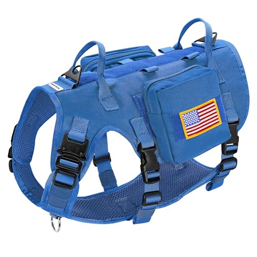 Forestpaw Hundegeschirr, taktisches Hundegeschirr mit Griff, kein Ziehen, Militär-Stil, Weste, mit Taschen, verstellbar für mittelgroße und große Hunde, Blau, Brustumfang 39,4–64,8 cm Forestpaw Hundegeschirr, taktisches Hundegeschirr mit Griff, kein Ziehen, Militär-Stil, Weste, mit Taschen, verstellbar für mittelgroße und große Hunde, Blau, Brustumfang 39,4–64,8 cm von Forestpaw