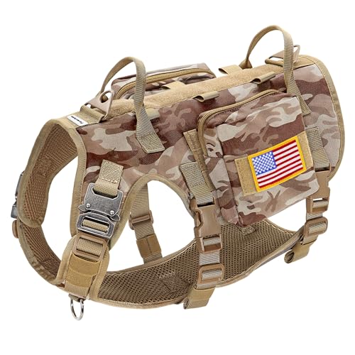 Forestpaw Hundegeschirr, taktisches Hundegeschirr mit Griff, kein Ziehen, Militär-Stil, Weste, mit Taschen, verstellbar für mittelgroße und große Hunde, Camouflage-Braun, Brustumfang 49,5–105,4 cm Forestpaw Hundegeschirr, taktisches Hundegeschirr mit Griff, kein Ziehen, Militär-Stil, Weste, mit Taschen, verstellbar für mittelgroße und große Hunde, Camouflage-Braun, Brustumfang 49,5–105,4 cm von Forestpaw