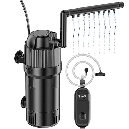 Forever Speed 5-in-1 Aquarium Innenfilter mit UV 3 Watt, Aquarium Filter Pumpe inkl Einstellbarer Durchfluss 400L/h für 40-120L Aquarien von Forever Speed