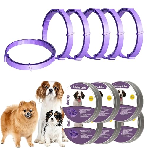 Von Tierärzten empfohlenes verstellbares beruhigendes Halsband für Hunde, Lavendel-infundiert, Angstlinderung, wasserdicht, für Welpen, 6 Stück Von Tierärzten empfohlenes verstellbares beruhigendes Halsband für Hunde, Lavendel-infundiert, Angstlinderung, wasserdicht, für Welpen, 6 Stück von ForgeAgo