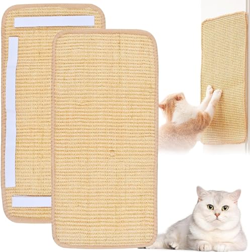 Forhome 2 Stück Kratzmatte Katze mit Klettband, 50X25cm Sisal Teppich, Widerstandsfähig Katzenmöbel Fußmatte für Katzen, Beige von Forhome