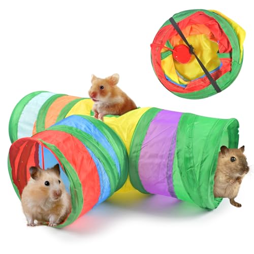 Faltbarer Meerschweinchen Tunnel, 3-Wege Kleintieraktivitätstunnel Spielzeug,Kaninchen Spielzeug Tunnel,Meerschweinchen zubehoer,für Meerschweinchen Ratte Chinchilla Frettchen Hamster von Forhome