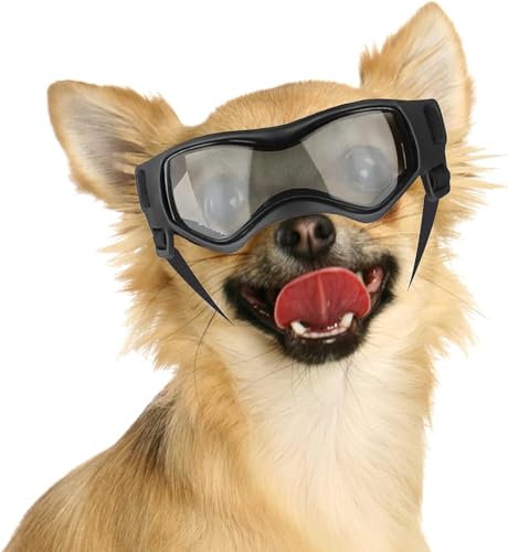 Forhome Hundebrille für Kleine Hunde,Sonnenbrillen für Hunde,UV-Schutz Hunde Sonnenbrille mit Einstellbar Gummiband Winddichte Hunde Motorradbrille-Schwarz von Forhome