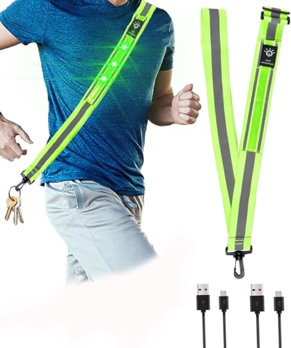 Forhome Lauflicht Joggen Mit Reflektoren Gürtel,Reflektorband Reflektorgurt Schärpe,LED Wiederaufladbare USB Lauflicht,für Nächtliche Hundespaziergänge,Walking,Laufen von Forhome
