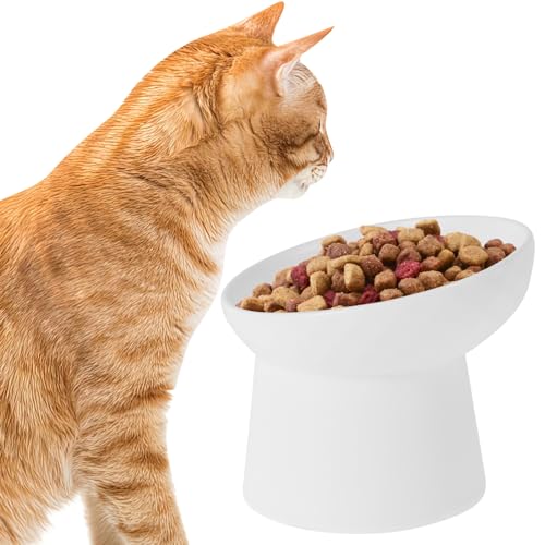 Erhöhter Katzennapf, Keramik, erhöhter Futternapf, extra breit, geneigt, Anti-Erbrochener Katzennapf für Futter und Wasser, 15° geneigt, erhöhter Katzen-Futternapf für Katzen, Nackenschutznapf für Erhöhter Katzennapf, Keramik, erhöhter Futternapf, extra breit, geneigt, Anti-Erbrochener Katzennapf für Futter und Wasser, 15° geneigt, erhöhter Katzen-Futternapf für Katzen, Nackenschutznapf für von Foribyw