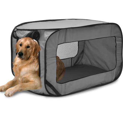 Foribyw Hunde-Reisebox, faltbar, Pop-Up-Hundebox mit Aufbewahrungstasche, 93 x 52 x 52 cm, Reise-Haustiersitz, Hundehütte, tragbar, kleine kiste, Spielzelt, Käfig für kleine und mittelgroße Hunde Foribyw Hunde-Reisebox, faltbar, Pop-Up-Hundebox mit Aufbewahrungstasche, 93 x 52 x 52 cm, Reise-Haustiersitz, Hundehütte, tragbar, kleine kiste, Spielzelt, Käfig für kleine und mittelgroße Hunde von Foribyw