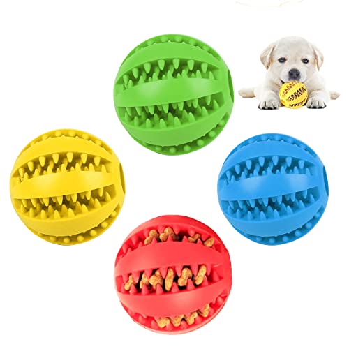 Forreen Hundespielzeug Ball, 4 Stück Hundeball Robuster Hunde Ball Naturkautschuk Welpenspielzeug Welpe Intelligenz Ball Ungiftig Bissbeständig für Die Zahnreinigung von Forreen