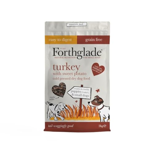 Forthglade Trockenfutter für kleine Hunde und Welpen mit Pute & Gemüse (2 kg), kalt gepresstes, hypoallergenes Hundefutter, getreidefreie Komplett-Mahlzeit von Forthglade