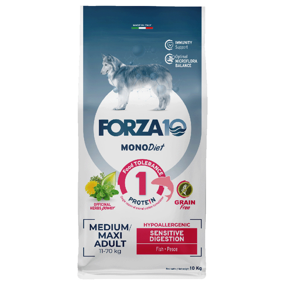 1,5 kg / 10 kg / 12 kg FORZA10 zum Sonderpreis! - Diet Mono Medium & Large Sensitive Digestion mit Fisch 10 kg von Forza10 Diet Dog