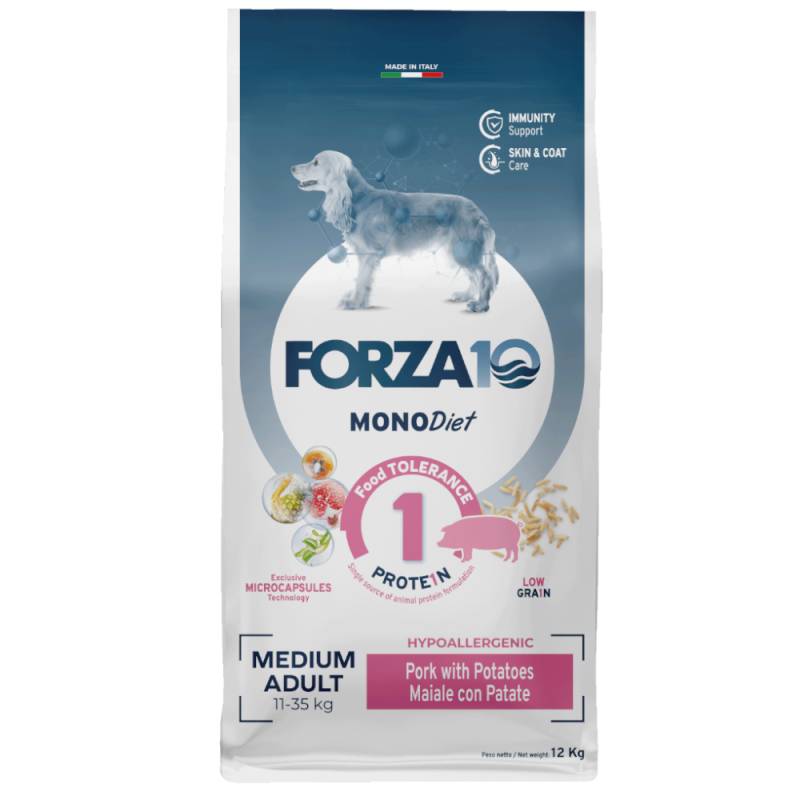 1,5 kg / 10 kg / 12 kg FORZA10 zum Sonderpreis! - Medium Diet Low Grain mit Schwein 12 kg von Forza10 Diet Dog