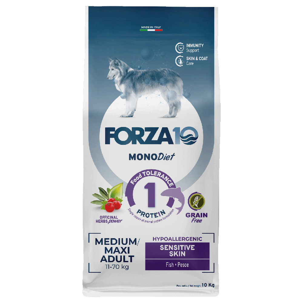 1,5 kg / 10 kg / 12 kg FORZA10 zum Sonderpreis! - Mono Diet Medium & Large Sensitive Skin mit Fisch 10 kg von Forza10 Diet Dog
