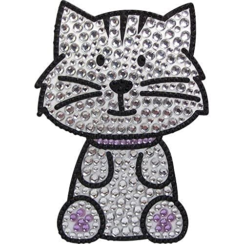 FouFou Dog 92958 Rhinestone Stickers Tabby Cat Geschenkidee Aufkleber, grau von FouFou Dog