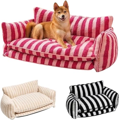 Hundebett cord Trendiges, gestreiftes doppellagiges Hunde- und Katzenschlafsofa aus künstlicher Lammwolle, atmungsaktives, beruhigendes Bett, langlebige Haustierkuschel, for Reinigen abnehmbar, mit ru Hundebett cord Trendiges, gestreiftes doppellagiges Hunde- und Katzenschlafsofa aus künstlicher Lammwolle, atmungsaktives, beruhigendes Bett, langlebige Haustierkuschel, for Reinigen abnehmbar, mit ru von FOUNCY